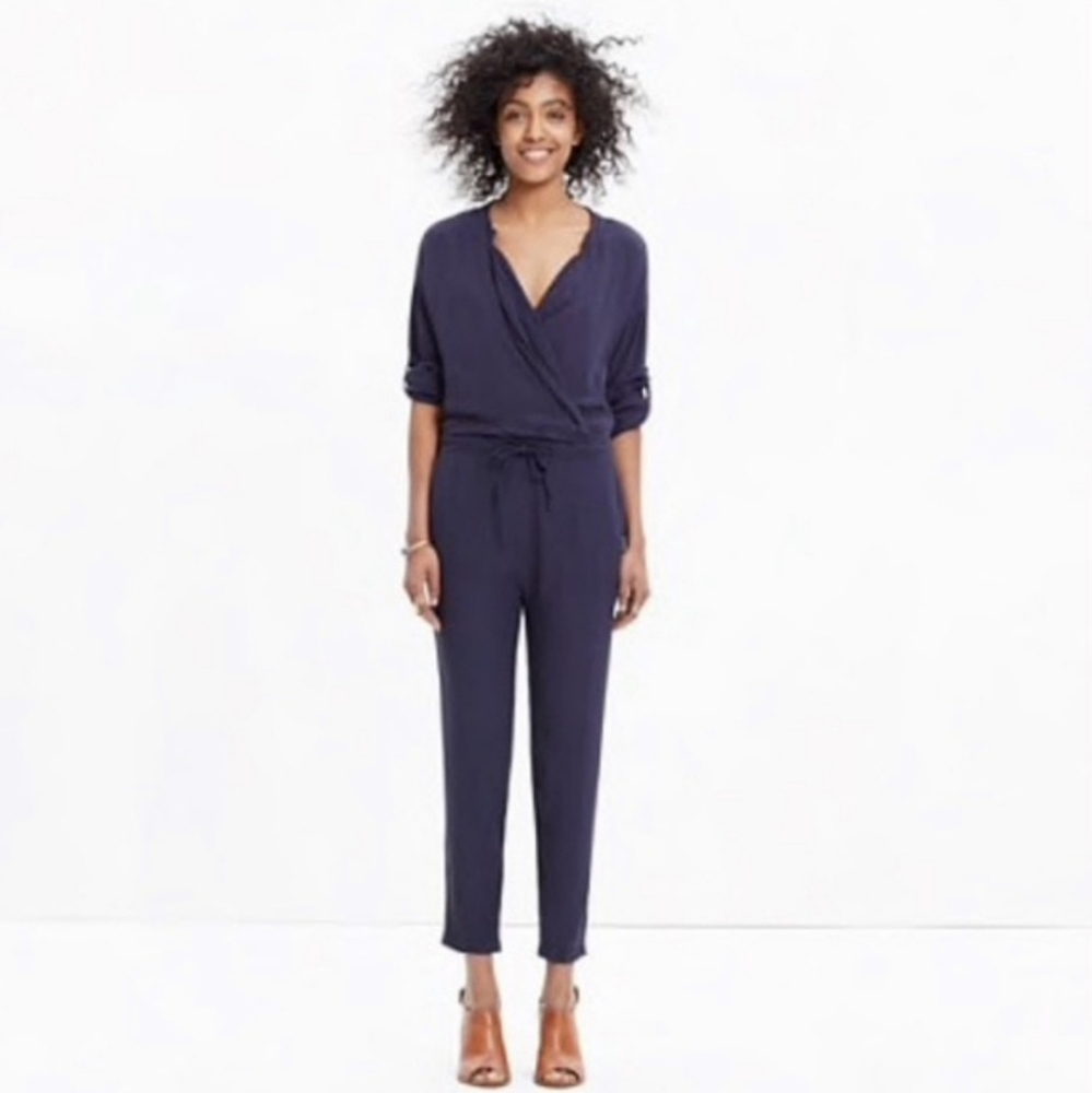Madewell Navy Blue Novelist Drawstring Jumpsuit | M